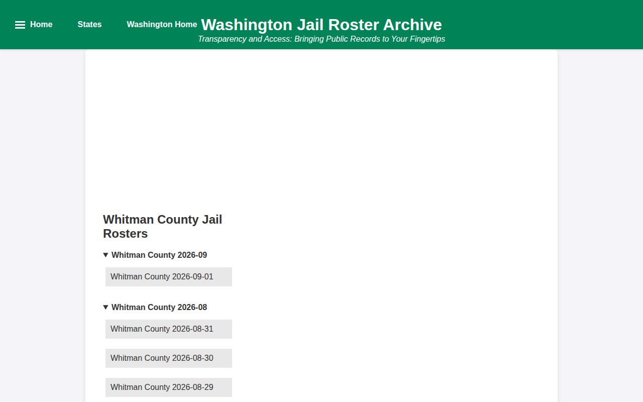 Whitman County historical roster snapshot archive, unofficial source